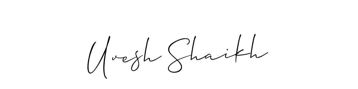 Also You can easily find your signature by using the search form. We will create Uvesh Shaikh name handwritten signature images for you free of cost using Allison_Script sign style. Uvesh Shaikh signature style 2 images and pictures png