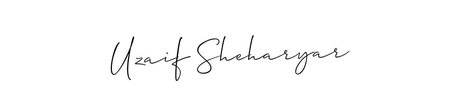 You should practise on your own different ways (Allison_Script) to write your name (Uzaif Sheharyar) in signature. don't let someone else do it for you. Uzaif Sheharyar signature style 2 images and pictures png