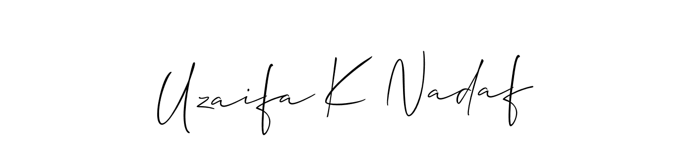 Best and Professional Signature Style for Uzaifa K Nadaf. Allison_Script Best Signature Style Collection. Uzaifa K Nadaf signature style 2 images and pictures png