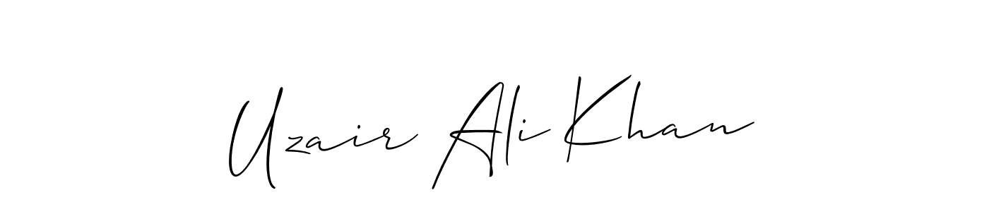 Make a beautiful signature design for name Uzair Ali Khan. With this signature (Allison_Script) style, you can create a handwritten signature for free. Uzair Ali Khan signature style 2 images and pictures png