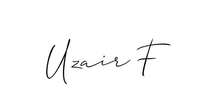 Make a beautiful signature design for name Uzair F. With this signature (Allison_Script) style, you can create a handwritten signature for free. Uzair F signature style 2 images and pictures png