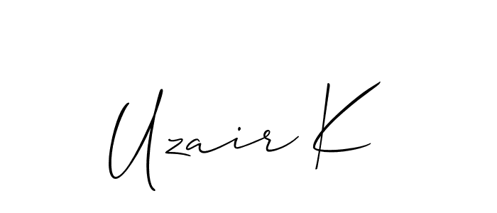 Similarly Allison_Script is the best handwritten signature design. Signature creator online .You can use it as an online autograph creator for name Uzair K. Uzair K signature style 2 images and pictures png