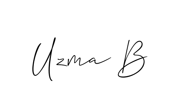 The best way (Allison_Script) to make a short signature is to pick only two or three words in your name. The name Uzma B include a total of six letters. For converting this name. Uzma B signature style 2 images and pictures png
