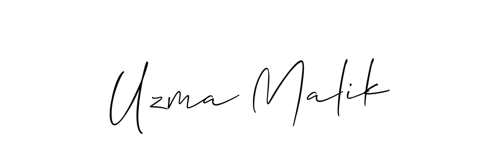 How to make Uzma Malik name signature. Use Allison_Script style for creating short signs online. This is the latest handwritten sign. Uzma Malik signature style 2 images and pictures png