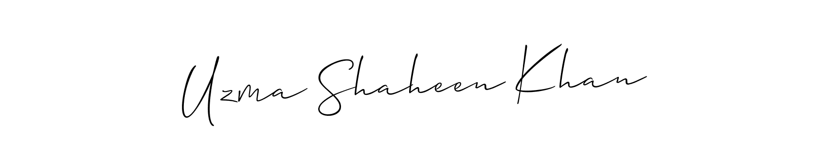 Also You can easily find your signature by using the search form. We will create Uzma Shaheen Khan name handwritten signature images for you free of cost using Allison_Script sign style. Uzma Shaheen Khan signature style 2 images and pictures png