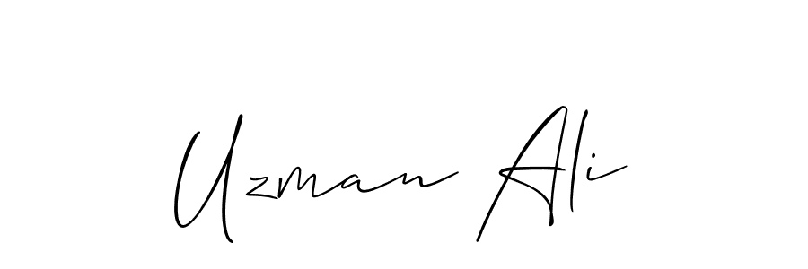Make a beautiful signature design for name Uzman Ali. With this signature (Allison_Script) style, you can create a handwritten signature for free. Uzman Ali signature style 2 images and pictures png