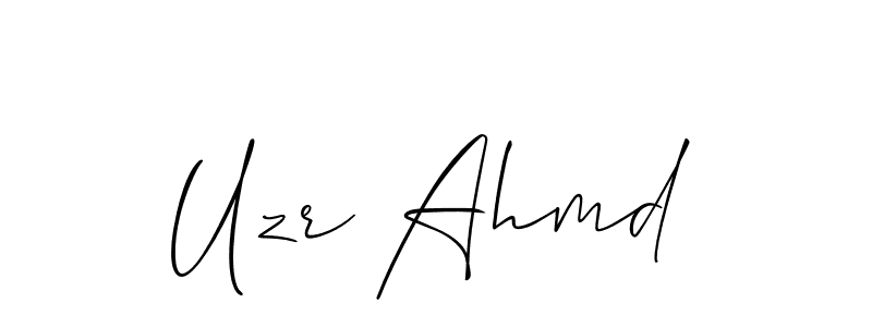 Allison_Script is a professional signature style that is perfect for those who want to add a touch of class to their signature. It is also a great choice for those who want to make their signature more unique. Get Uzr Ahmd name to fancy signature for free. Uzr Ahmd signature style 2 images and pictures png