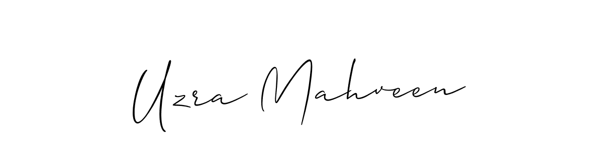 How to make Uzra Mahveen name signature. Use Allison_Script style for creating short signs online. This is the latest handwritten sign. Uzra Mahveen signature style 2 images and pictures png
