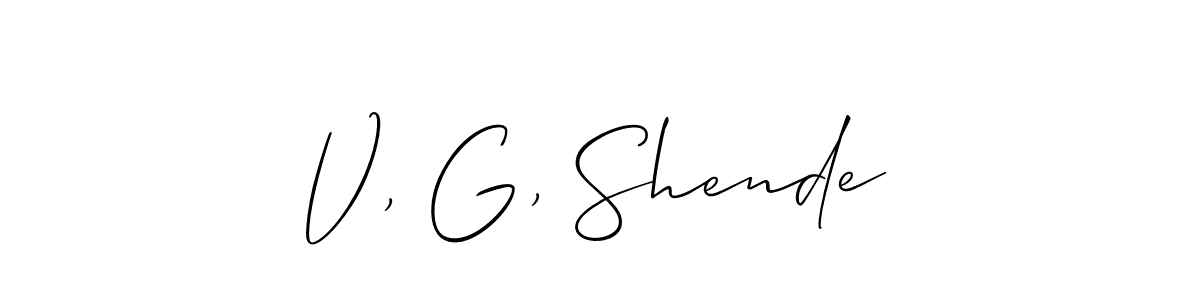 This is the best signature style for the V, G, Shende name. Also you like these signature font (Allison_Script). Mix name signature. V, G, Shende signature style 2 images and pictures png