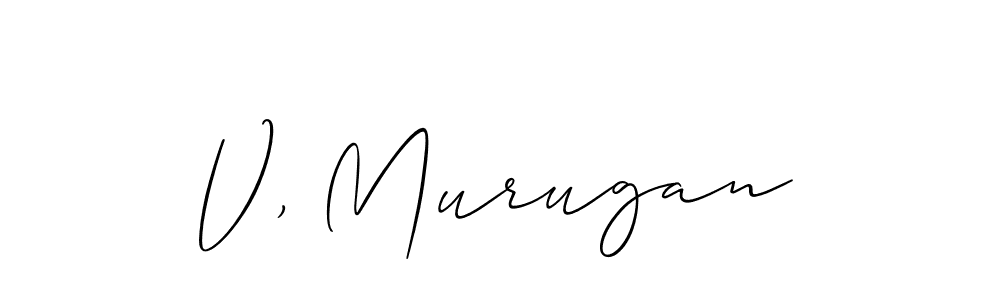 Design your own signature with our free online signature maker. With this signature software, you can create a handwritten (Allison_Script) signature for name V, Murugan. V, Murugan signature style 2 images and pictures png