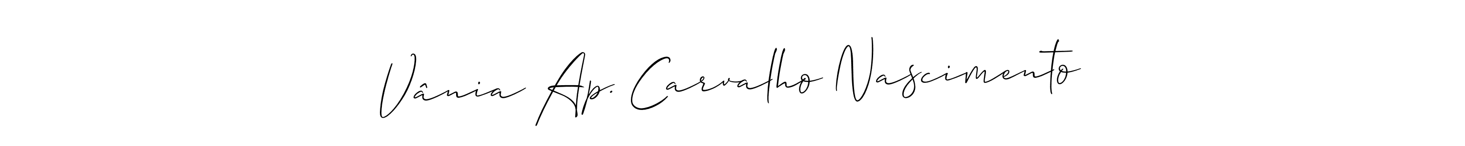 How to make Vânia Ap. Carvalho Nascimento name signature. Use Allison_Script style for creating short signs online. This is the latest handwritten sign. Vânia Ap. Carvalho Nascimento signature style 2 images and pictures png