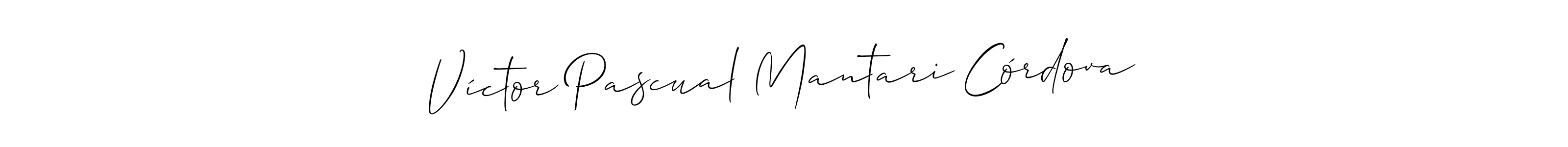 Use a signature maker to create a handwritten signature online. With this signature software, you can design (Allison_Script) your own signature for name Víctor Pascual Mantari Córdova. Víctor Pascual Mantari Córdova signature style 2 images and pictures png