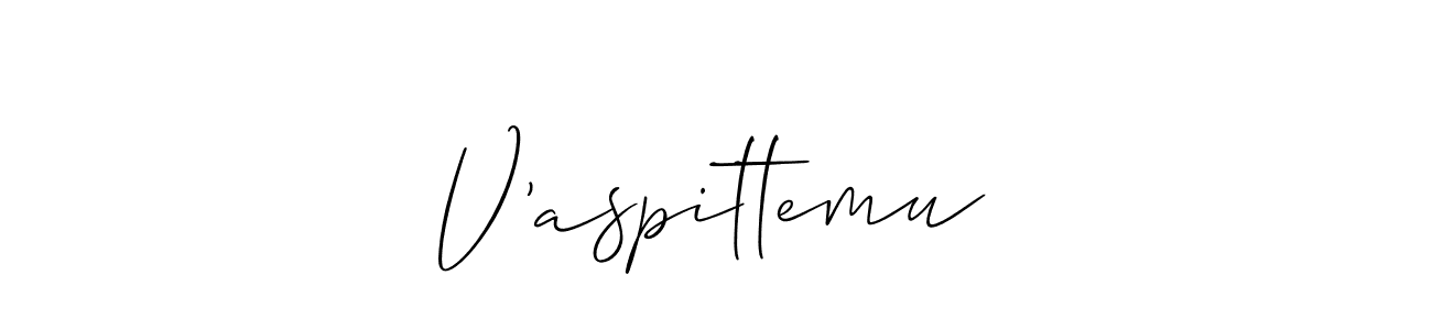 Use a signature maker to create a handwritten signature online. With this signature software, you can design (Allison_Script) your own signature for name V’aspittemu. V’aspittemu signature style 2 images and pictures png