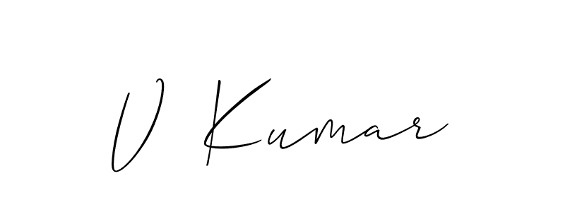 How to make V  Kumar name signature. Use Allison_Script style for creating short signs online. This is the latest handwritten sign. V  Kumar signature style 2 images and pictures png