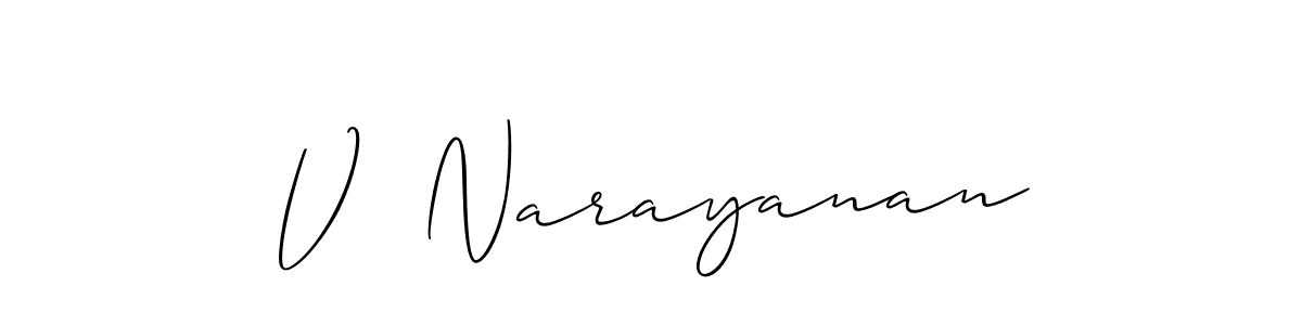 Also You can easily find your signature by using the search form. We will create V  Narayanan name handwritten signature images for you free of cost using Allison_Script sign style. V  Narayanan signature style 2 images and pictures png