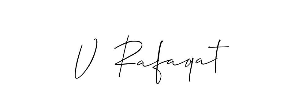 Also You can easily find your signature by using the search form. We will create V  Rafaqat name handwritten signature images for you free of cost using Allison_Script sign style. V  Rafaqat signature style 2 images and pictures png