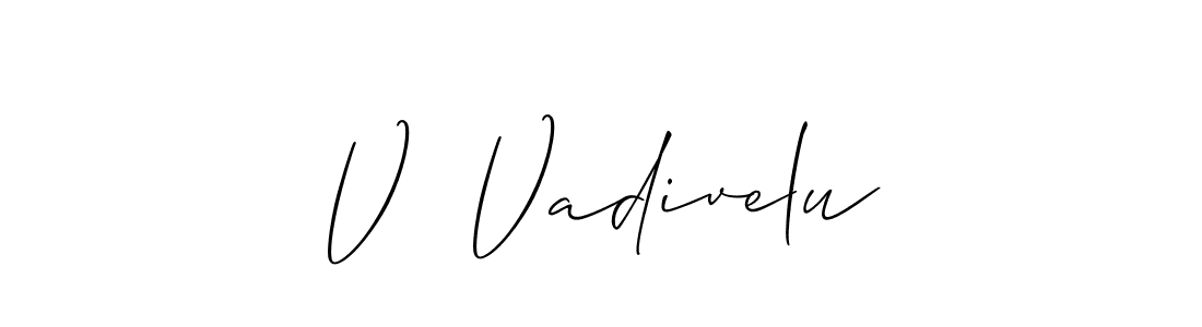 Make a beautiful signature design for name V  Vadivelu. With this signature (Allison_Script) style, you can create a handwritten signature for free. V  Vadivelu signature style 2 images and pictures png
