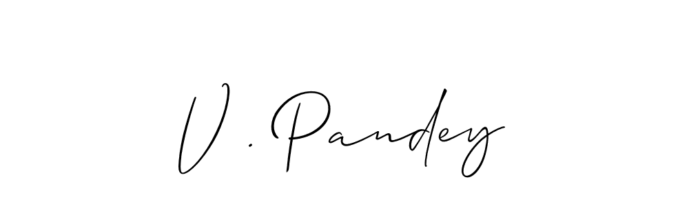 Design your own signature with our free online signature maker. With this signature software, you can create a handwritten (Allison_Script) signature for name V . Pandey. V . Pandey signature style 2 images and pictures png