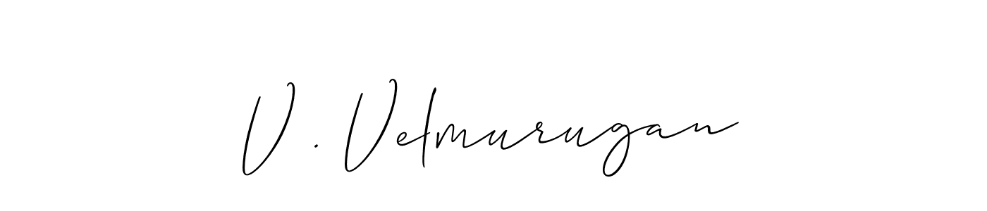 It looks lik you need a new signature style for name V . Velmurugan. Design unique handwritten (Allison_Script) signature with our free signature maker in just a few clicks. V . Velmurugan signature style 2 images and pictures png