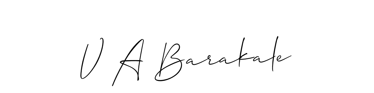 V A Barakale stylish signature style. Best Handwritten Sign (Allison_Script) for my name. Handwritten Signature Collection Ideas for my name V A Barakale. V A Barakale signature style 2 images and pictures png