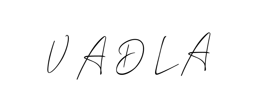 if you are searching for the best signature style for your name V A D L A. so please give up your signature search. here we have designed multiple signature styles  using Allison_Script. V A D L A signature style 2 images and pictures png