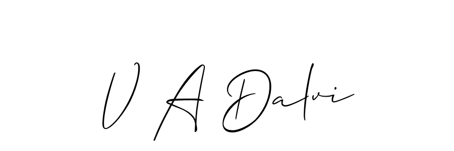 Make a beautiful signature design for name V A Dalvi. With this signature (Allison_Script) style, you can create a handwritten signature for free. V A Dalvi signature style 2 images and pictures png