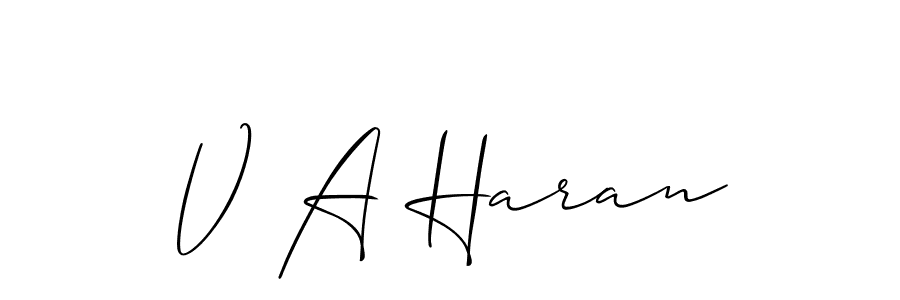 Use a signature maker to create a handwritten signature online. With this signature software, you can design (Allison_Script) your own signature for name V A Haran. V A Haran signature style 2 images and pictures png