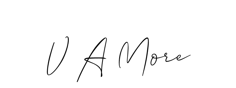 Use a signature maker to create a handwritten signature online. With this signature software, you can design (Allison_Script) your own signature for name V A More. V A More signature style 2 images and pictures png