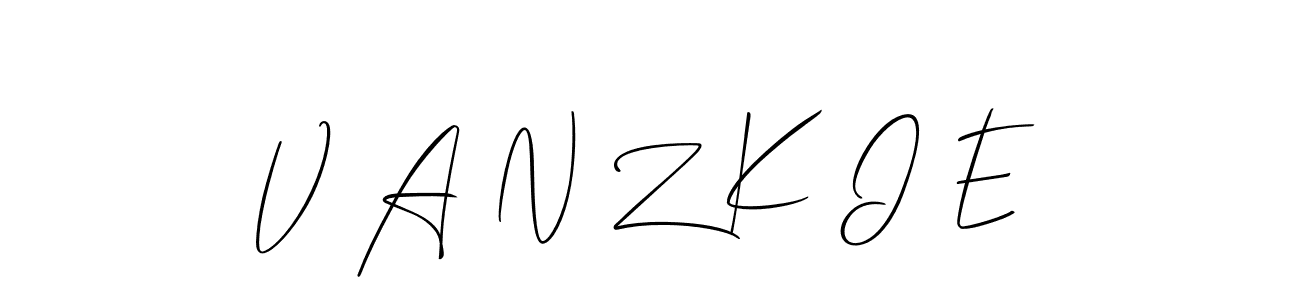 Create a beautiful signature design for name V A N Z K I E. With this signature (Allison_Script) fonts, you can make a handwritten signature for free. V A N Z K I E signature style 2 images and pictures png