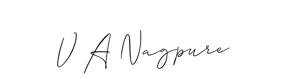 How to make V A Nagpure name signature. Use Allison_Script style for creating short signs online. This is the latest handwritten sign. V A Nagpure signature style 2 images and pictures png