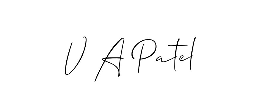 How to Draw V A Patel signature style? Allison_Script is a latest design signature styles for name V A Patel. V A Patel signature style 2 images and pictures png