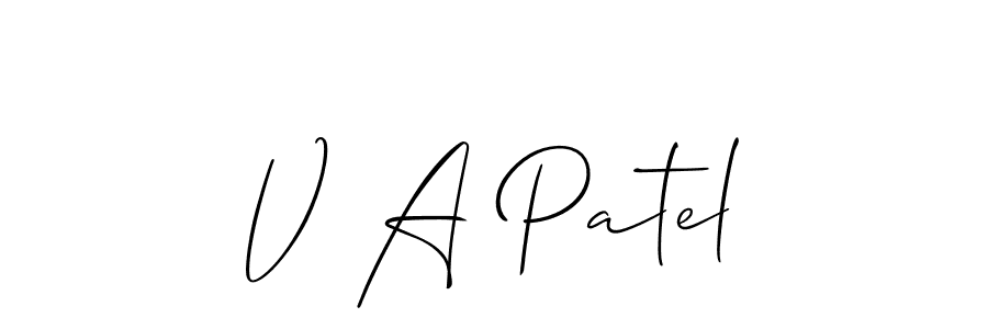 How to Draw V A Patel signature style? Allison_Script is a latest design signature styles for name V A Patel. V A Patel signature style 2 images and pictures png