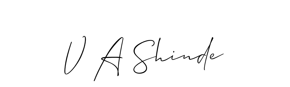 if you are searching for the best signature style for your name V A Shinde. so please give up your signature search. here we have designed multiple signature styles  using Allison_Script. V A Shinde signature style 2 images and pictures png