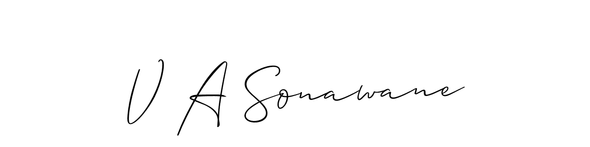 Create a beautiful signature design for name V A Sonawane. With this signature (Allison_Script) fonts, you can make a handwritten signature for free. V A Sonawane signature style 2 images and pictures png