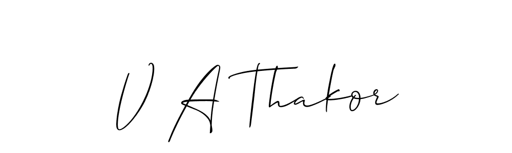 Similarly Allison_Script is the best handwritten signature design. Signature creator online .You can use it as an online autograph creator for name V A Thakor. V A Thakor signature style 2 images and pictures png