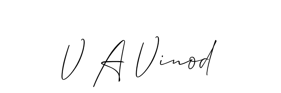 You should practise on your own different ways (Allison_Script) to write your name (V A Vinod) in signature. don't let someone else do it for you. V A Vinod signature style 2 images and pictures png