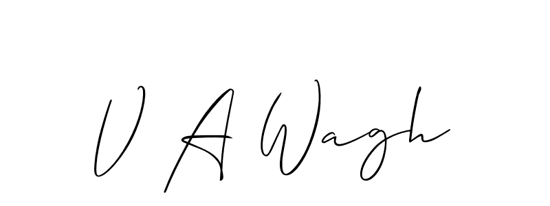Design your own signature with our free online signature maker. With this signature software, you can create a handwritten (Allison_Script) signature for name V A Wagh. V A Wagh signature style 2 images and pictures png
