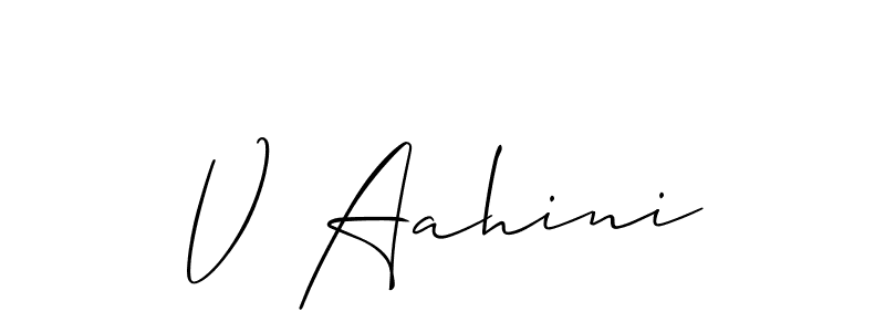 It looks lik you need a new signature style for name V Aahini. Design unique handwritten (Allison_Script) signature with our free signature maker in just a few clicks. V Aahini signature style 2 images and pictures png
