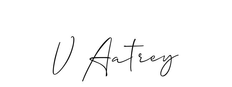 Create a beautiful signature design for name V Aatrey. With this signature (Allison_Script) fonts, you can make a handwritten signature for free. V Aatrey signature style 2 images and pictures png