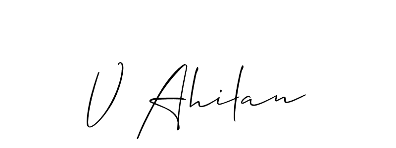 How to make V Ahilan signature? Allison_Script is a professional autograph style. Create handwritten signature for V Ahilan name. V Ahilan signature style 2 images and pictures png