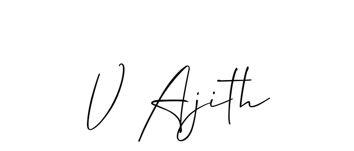 The best way (Allison_Script) to make a short signature is to pick only two or three words in your name. The name V Ajith include a total of six letters. For converting this name. V Ajith signature style 2 images and pictures png