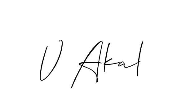 Design your own signature with our free online signature maker. With this signature software, you can create a handwritten (Allison_Script) signature for name V Akal. V Akal signature style 2 images and pictures png