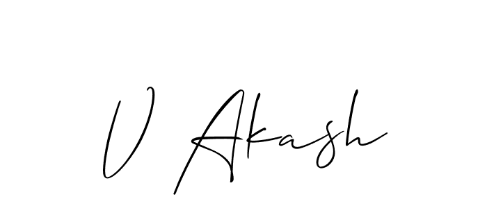 How to Draw V Akash signature style? Allison_Script is a latest design signature styles for name V Akash. V Akash signature style 2 images and pictures png