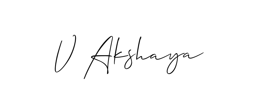 You can use this online signature creator to create a handwritten signature for the name V Akshaya. This is the best online autograph maker. V Akshaya signature style 2 images and pictures png