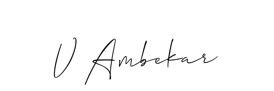 if you are searching for the best signature style for your name V Ambekar. so please give up your signature search. here we have designed multiple signature styles  using Allison_Script. V Ambekar signature style 2 images and pictures png