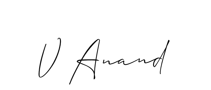 Make a beautiful signature design for name V Anand. With this signature (Allison_Script) style, you can create a handwritten signature for free. V Anand signature style 2 images and pictures png