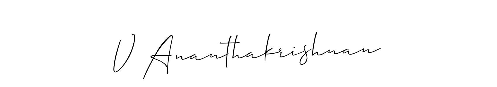 How to make V Ananthakrishnan signature? Allison_Script is a professional autograph style. Create handwritten signature for V Ananthakrishnan name. V Ananthakrishnan signature style 2 images and pictures png