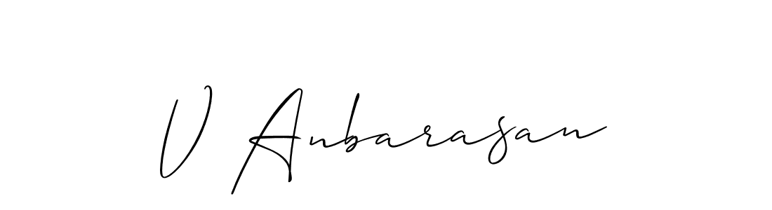 Make a beautiful signature design for name V Anbarasan. With this signature (Allison_Script) style, you can create a handwritten signature for free. V Anbarasan signature style 2 images and pictures png