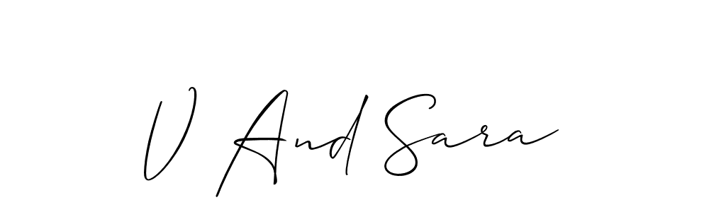 Allison_Script is a professional signature style that is perfect for those who want to add a touch of class to their signature. It is also a great choice for those who want to make their signature more unique. Get V And Sara name to fancy signature for free. V And Sara signature style 2 images and pictures png