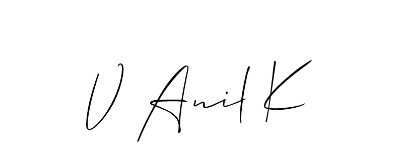 How to make V Anil K signature? Allison_Script is a professional autograph style. Create handwritten signature for V Anil K name. V Anil K signature style 2 images and pictures png